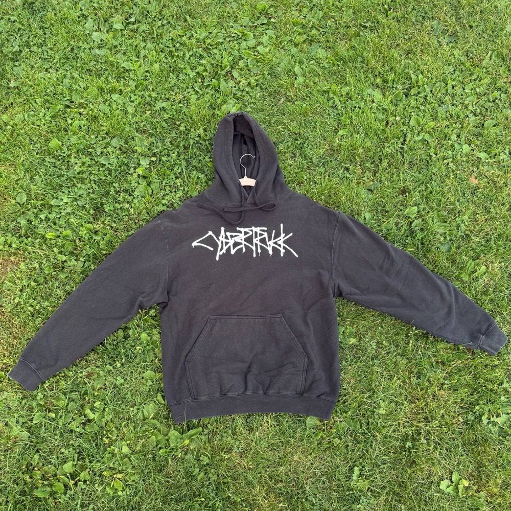 Tesla Cybertruck Hoodie Large Black Graffiti Logo Pullover Sweatshirt Mens